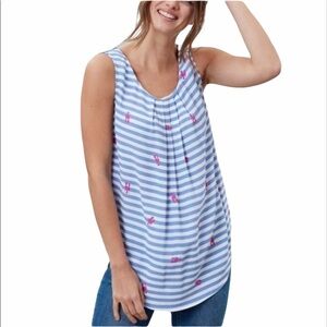 JOULES NWT Lobster Print Woven Jersey Mix Top Size 4 in Light Blue Stripe